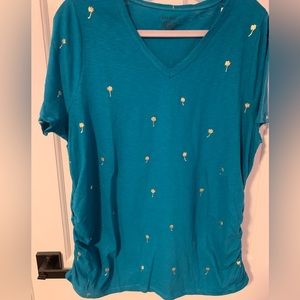 Lane Bryant- Short Sleeve V neck Side Ruched Tee